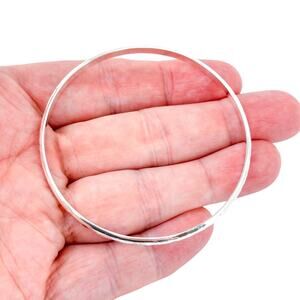 Vintage Sterling Silver 925 Hammered Bangle Bracelet 8”